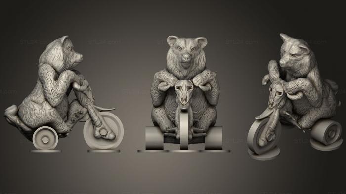 Animal figurines (Bear On A Bone Bike, STKJ_0733) 3D models for cnc